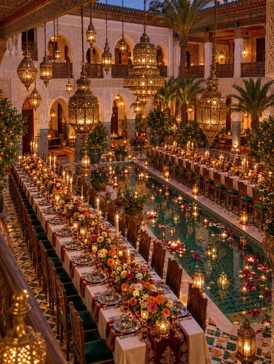 AI-generated design concept: a candlelit reception