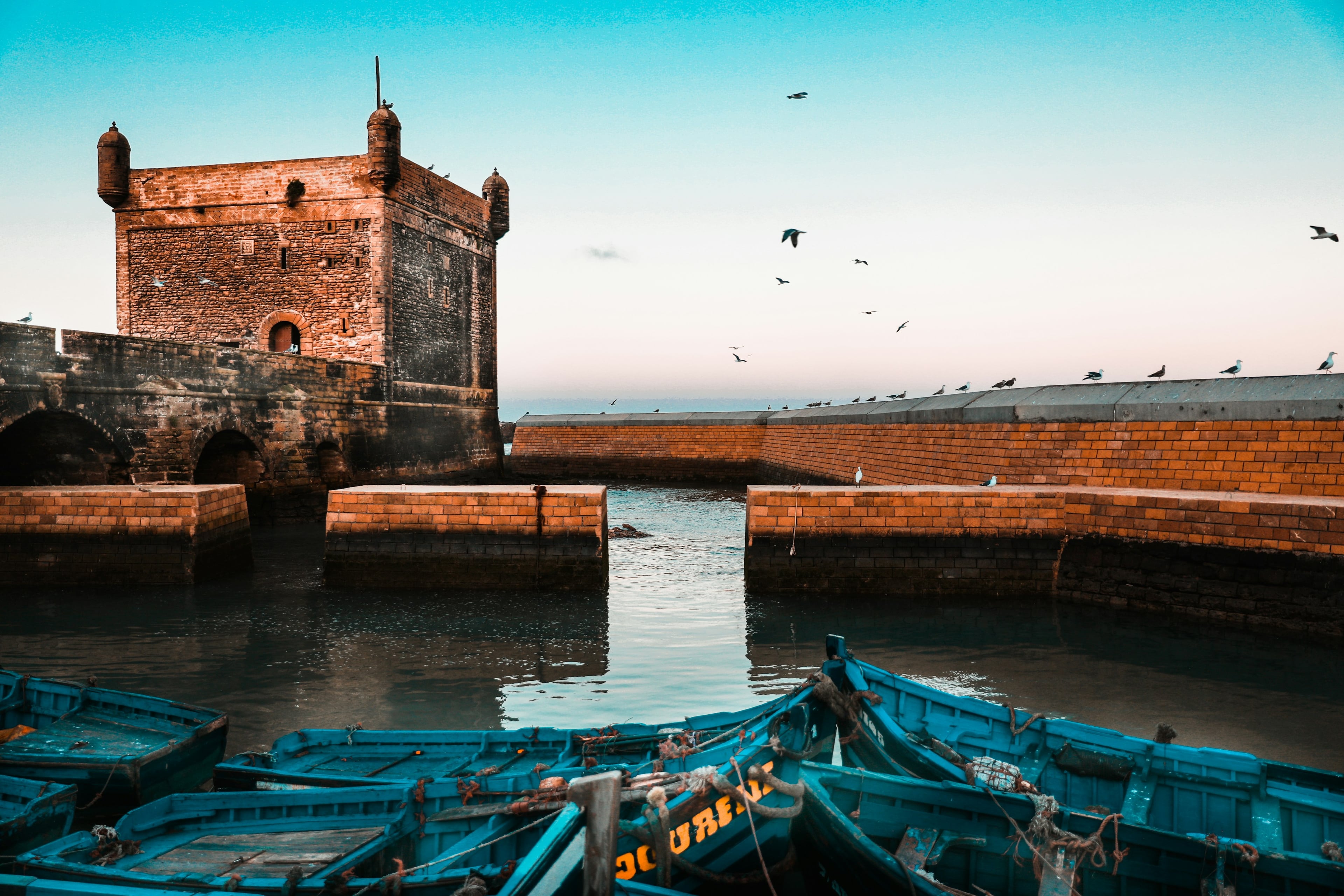 The ramparts and blue fishing boats of Essaouira
